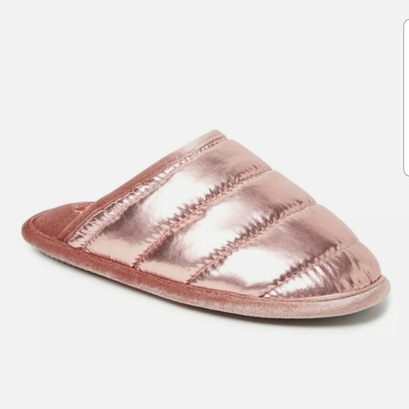 dearfoams Shoes - Dearfoams Puffer Metallic Scuff Slipper